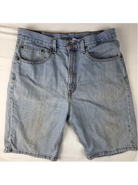Levi's 505 Denim Short W33 Light Wash Distressed Cutoff Jort Grunge Mens Red Tab